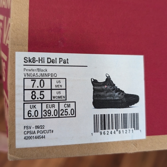 Vans Sk8 Hi Del Pat Ultra Cush Boots Men's 7 Womens 8.5 Nwt ❤️ - Picture 6 of 7